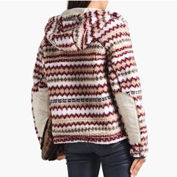 Rag & Bone NWT Fair Isle Sherpa Hoodie Size XL Full Zip Side Pockets Drawstring - Picture 2 of 10